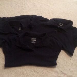 3 Blue polo uniform shirts size large 10/12 girl